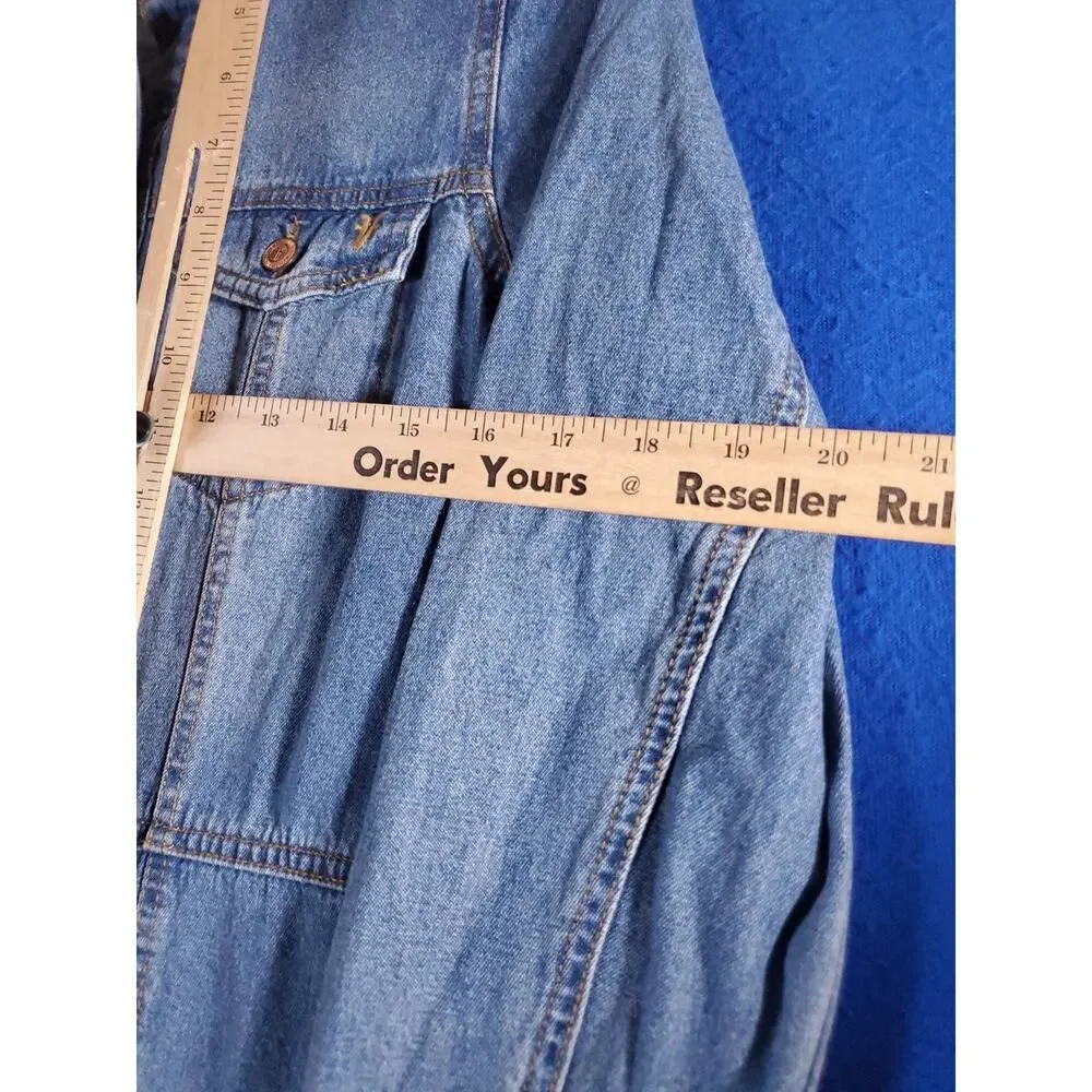Frye Shirt Dress Women's Small Blue Denim Long Sleeve Button Front Tunic Pockets - Picture 9 of 15